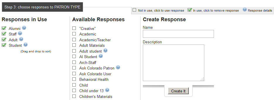 DART input form options