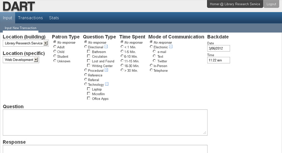 DART complex input form